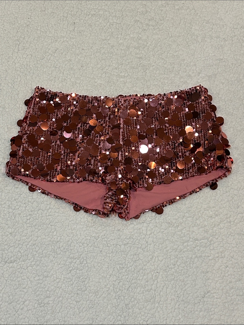 Edikted Sephira Sequin Micro Shorts Medium Light Pink Festival Glam Disco